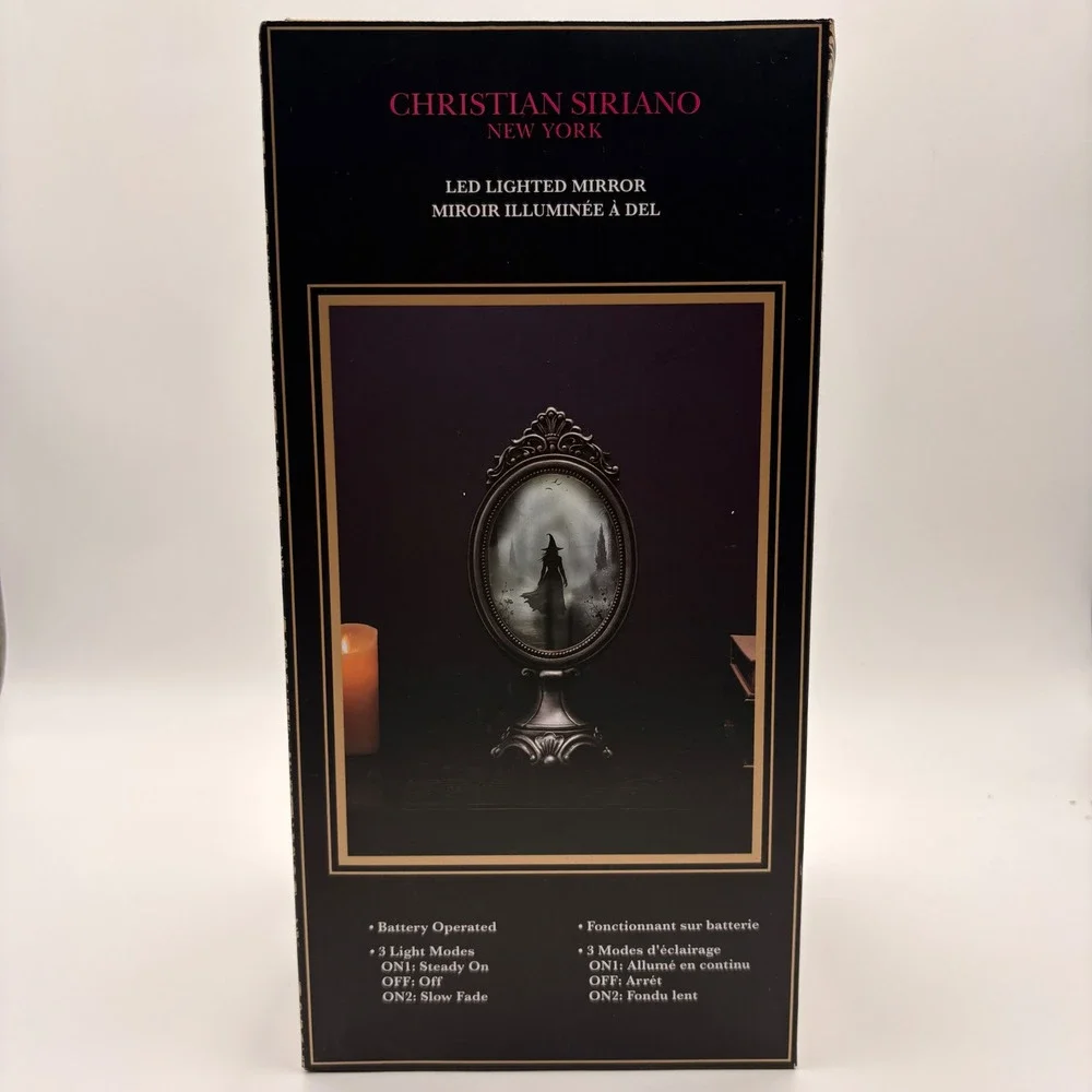 Christian Siriano LED Lighted Mirror Witch Silhouette Gothic Halloween Decor NEW